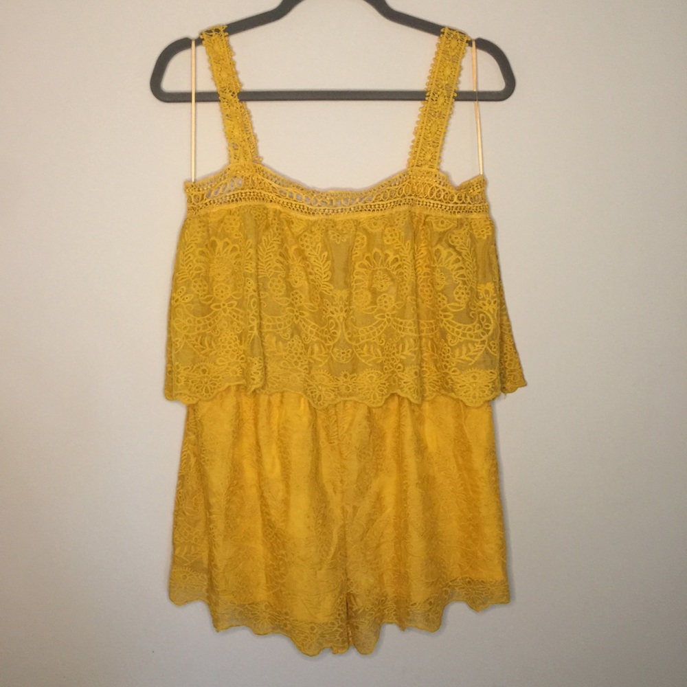 NWT Showpo Smooth Moves Playsuit In Mustard Lace